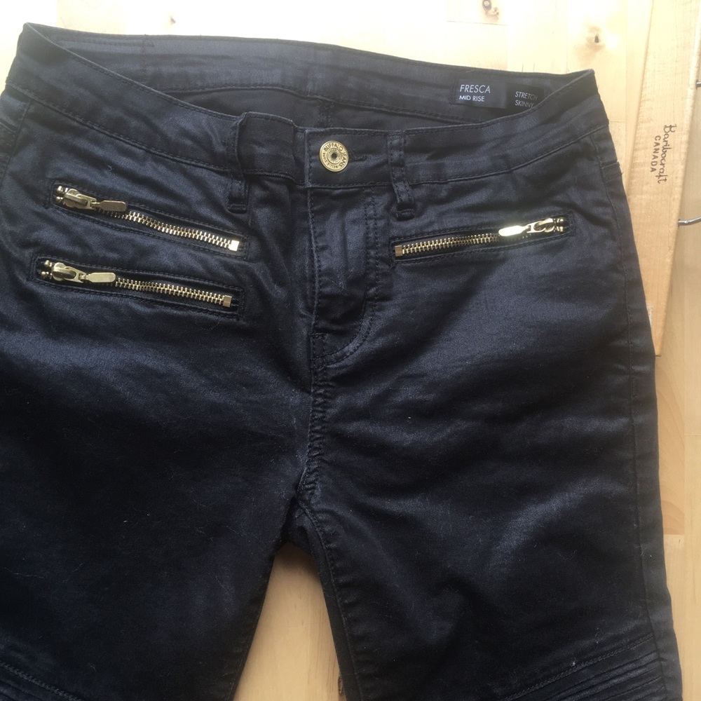 Black Waxed Denim Pants